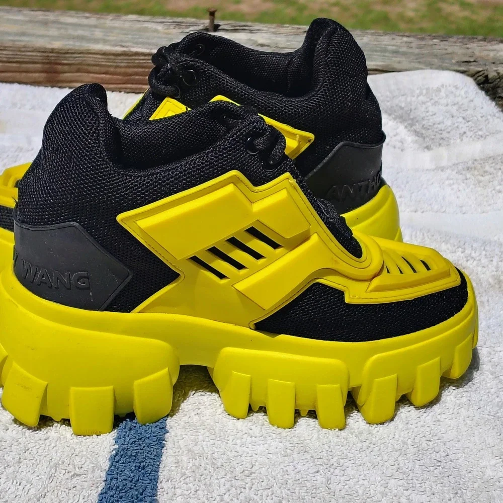 Anthony Wang Damson-07 Platform Sneakers Black Yellow Chunky Rave Cyberpunk Sz 6